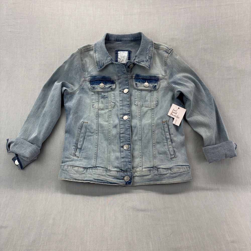 LC Lauren Conrad Denim Jacket Light Blue Distressed Small WL94Z000RW1